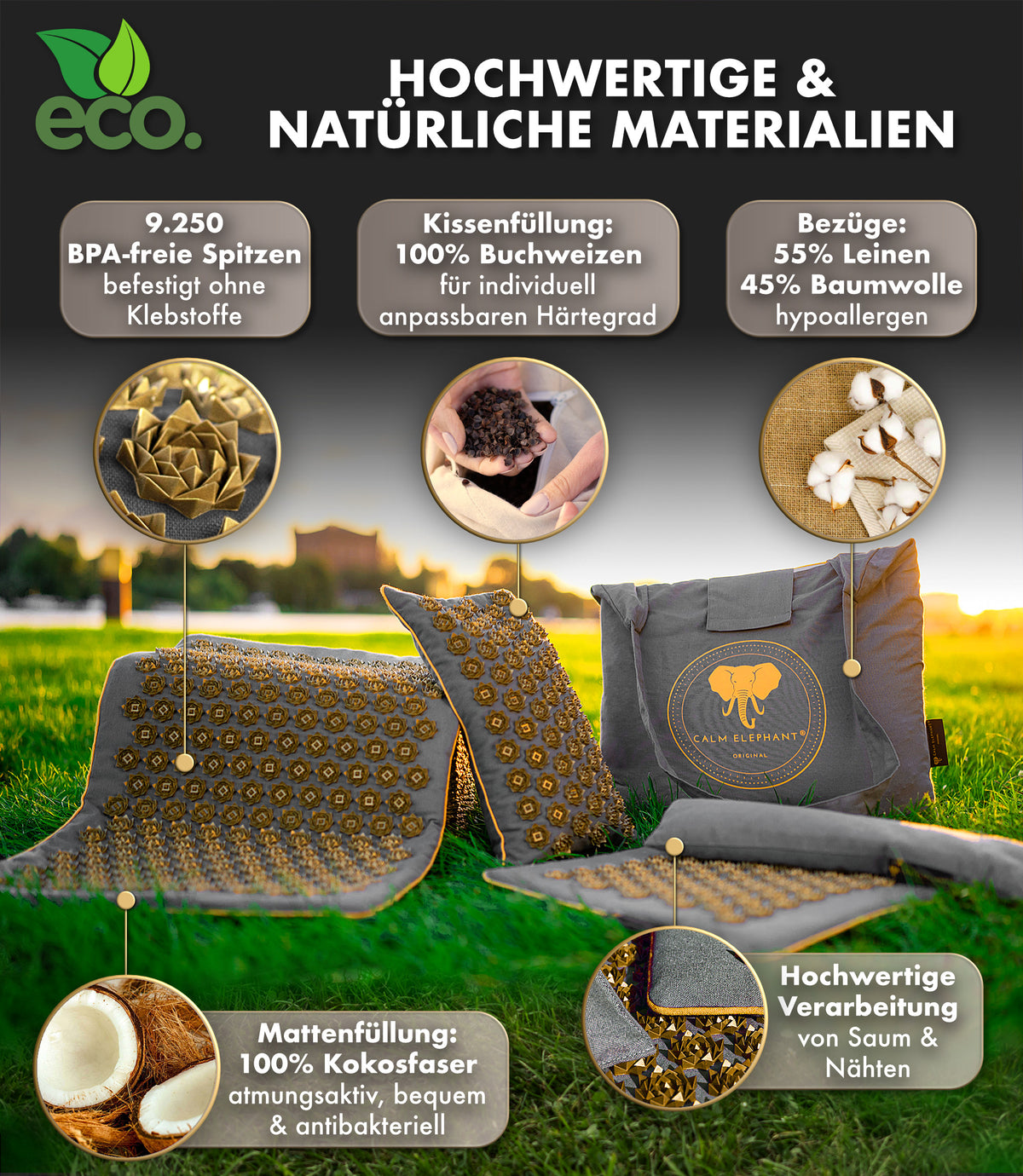 Akupressurmatte | GENUINE 5er Set - grau