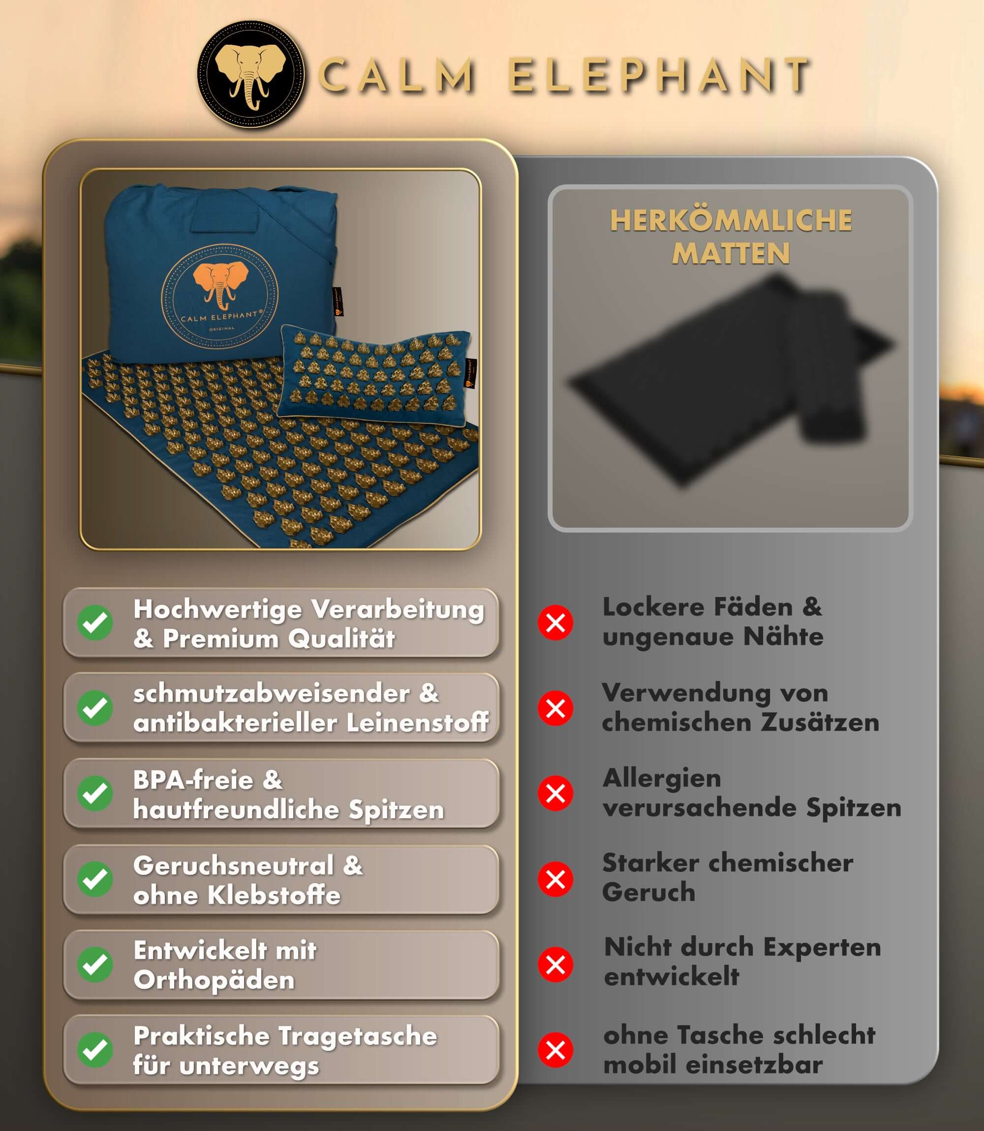 Akupressurmatte intensiv | MANDALA PRO ECO 3er Set - blau von CALM ELEPHANT, zeigt hochwertige Verarbeitung und nachhaltige Materialien.