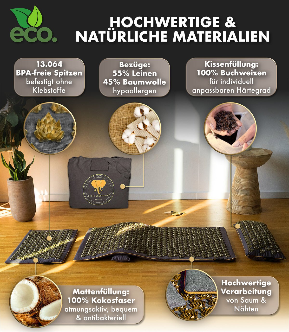 Akupressurmatte intensiv | MANDALA PRO XXL 5er Set - grau