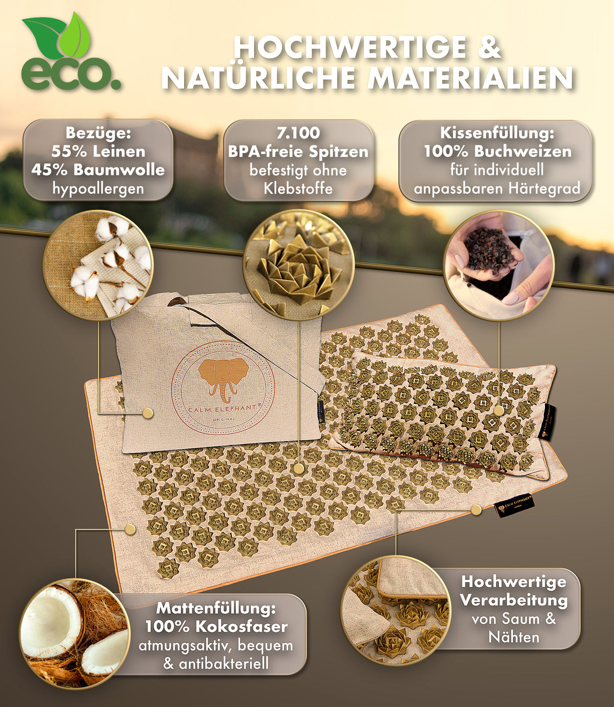 Akupressurmatte | PURE ECO 3er Set - beige
