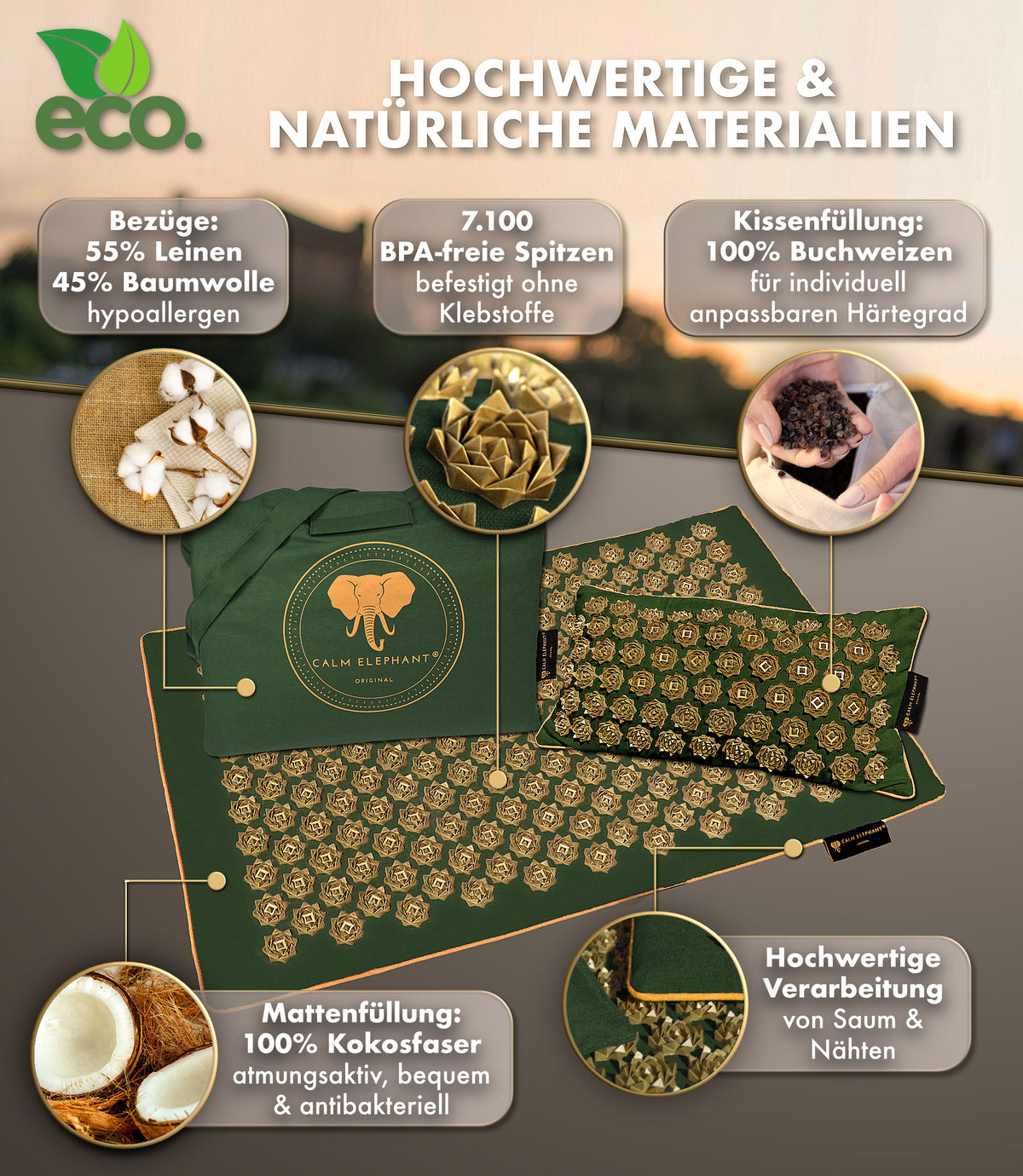 Akupressurmatte | PURE ECO 3er Set - grün