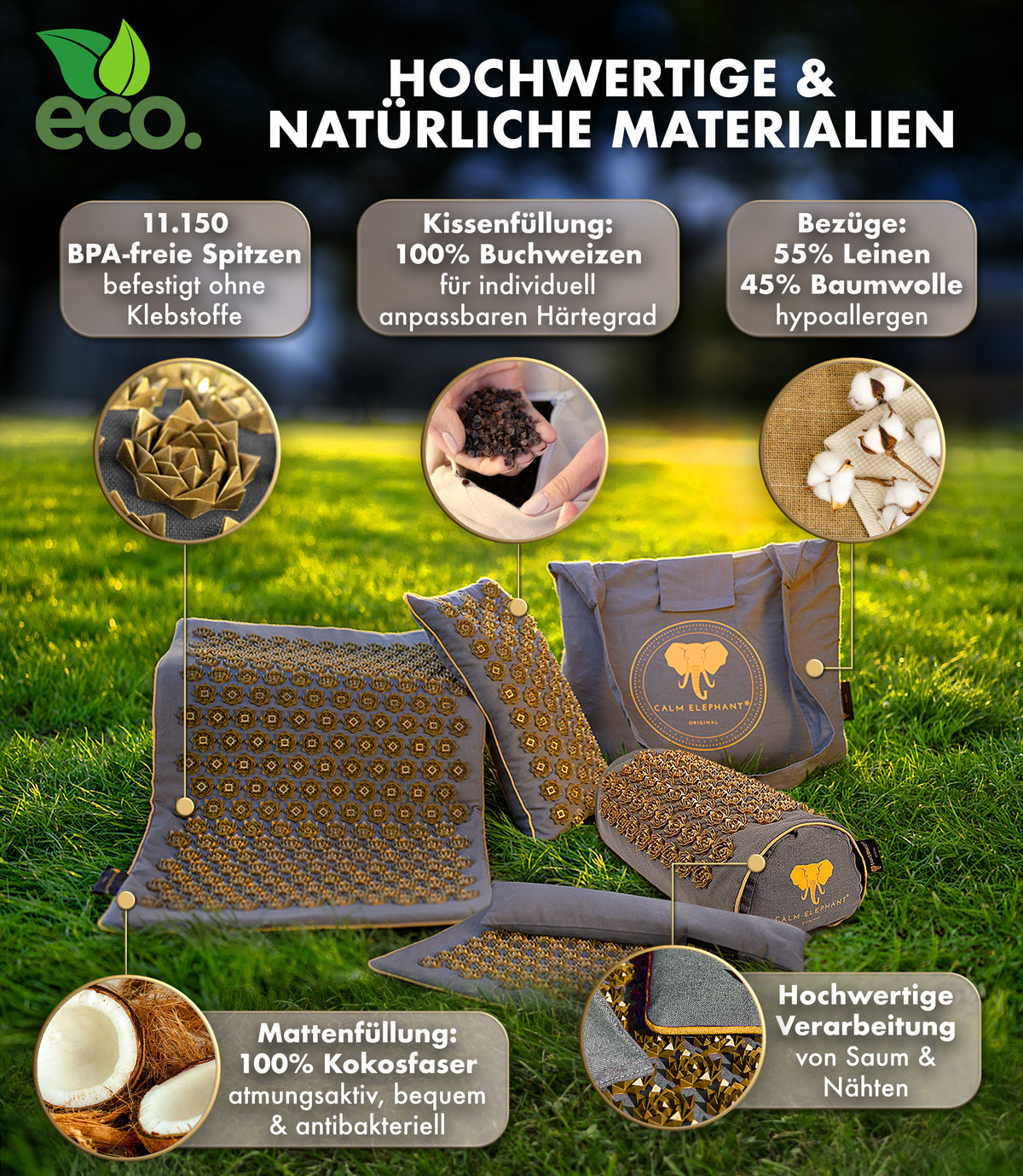 Akupressurmatte | ULTIMATE  6er Set - grau