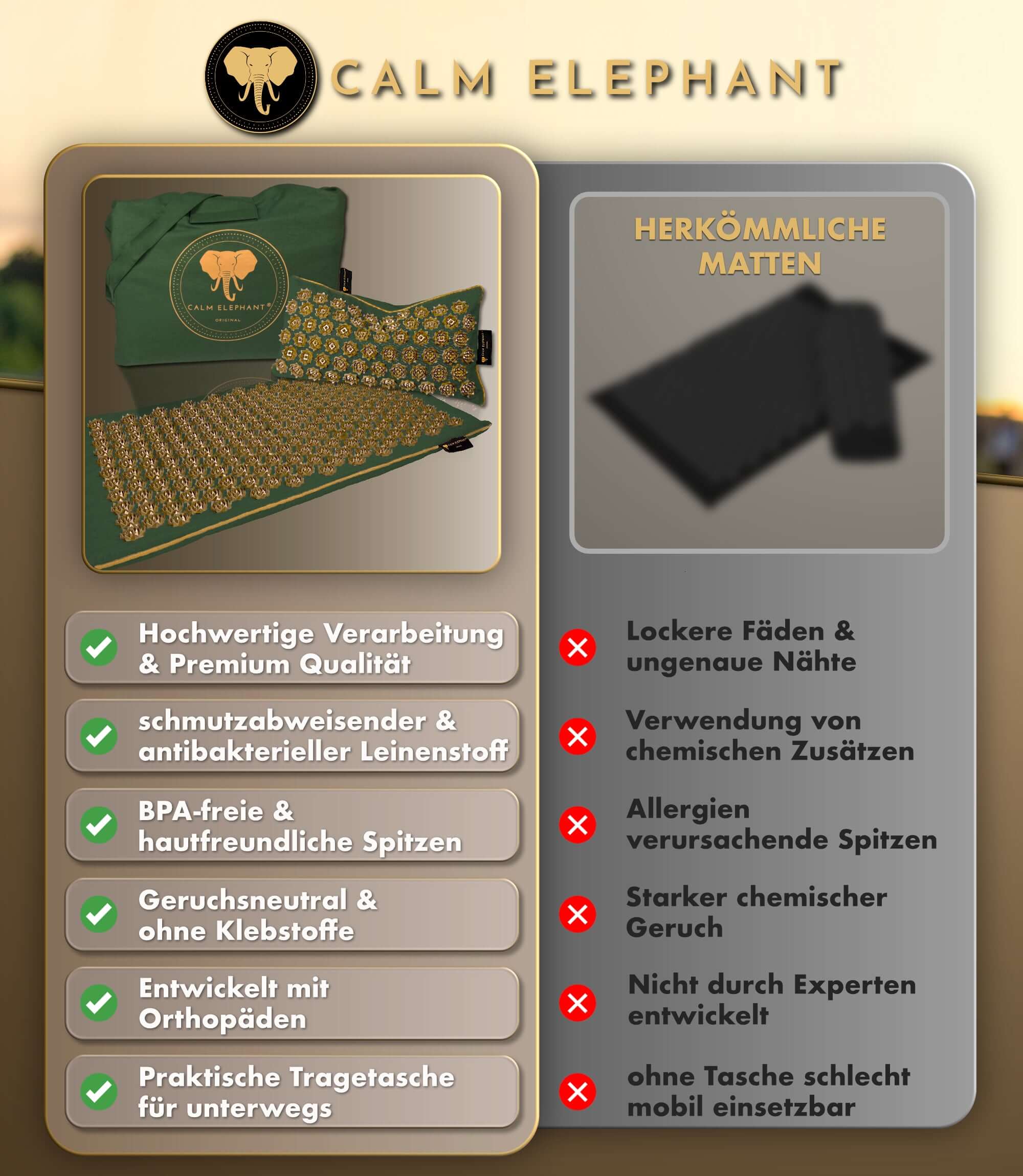 Akupressurmatte | PURE ECO 3er Set - grün von CALM ELEPHANT mit hochwertigen Materialien und nachhaltiger Verarbeitung.