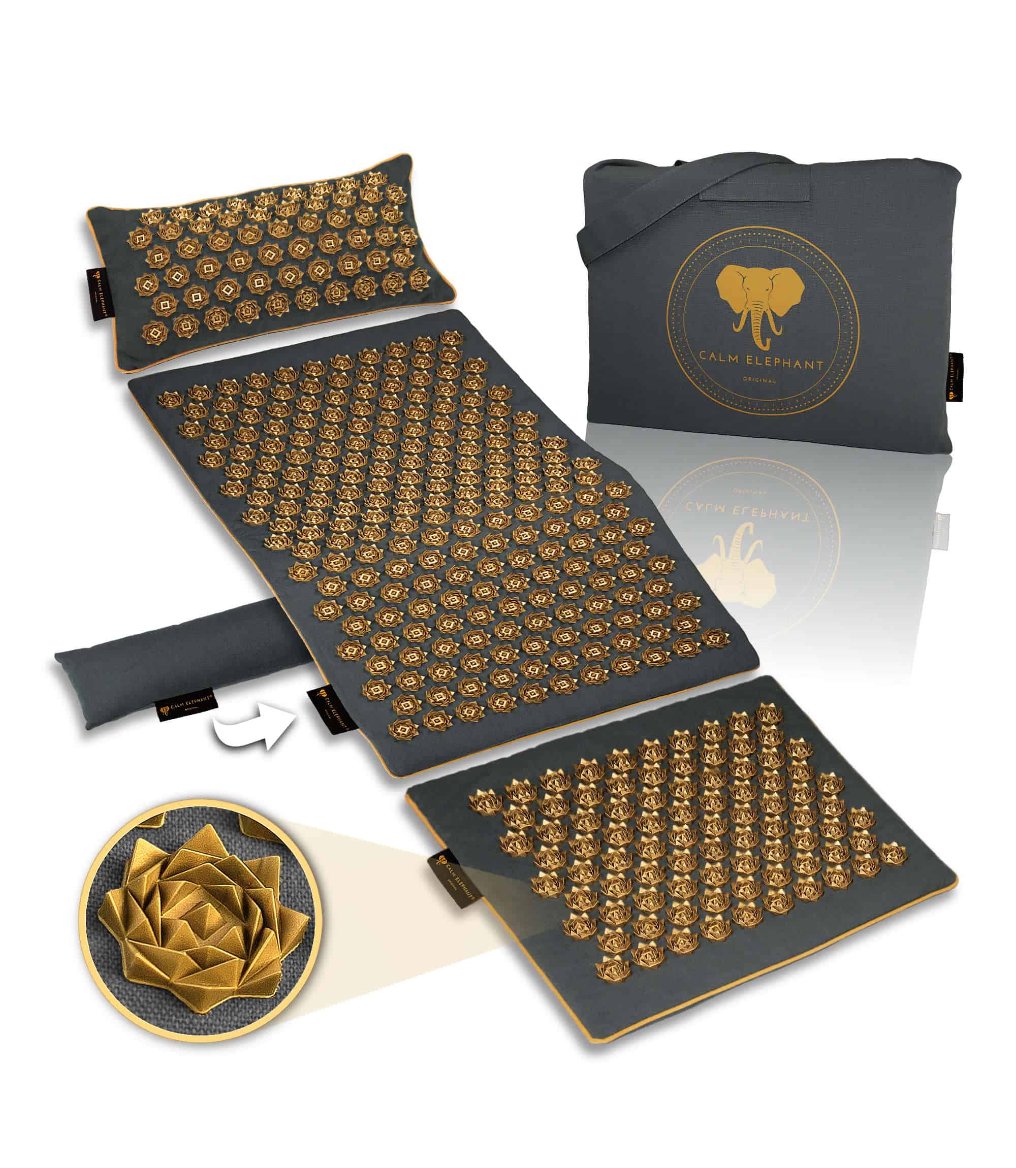 Akupressurmatte | GENUINE 5er Set - grau - hochwertiges Massageset mit ergonomischem Design für Entspannung und Wohlbefinden